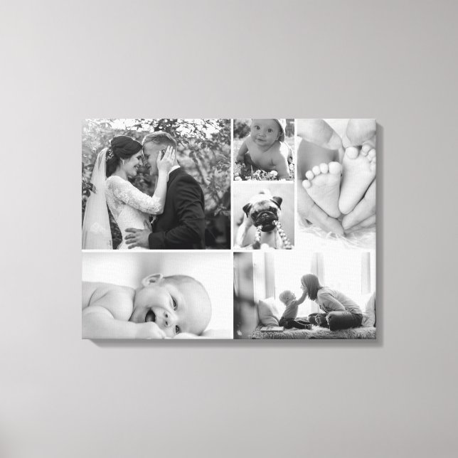 Black and White Photos collage Family gallery Canvas Print (Front)