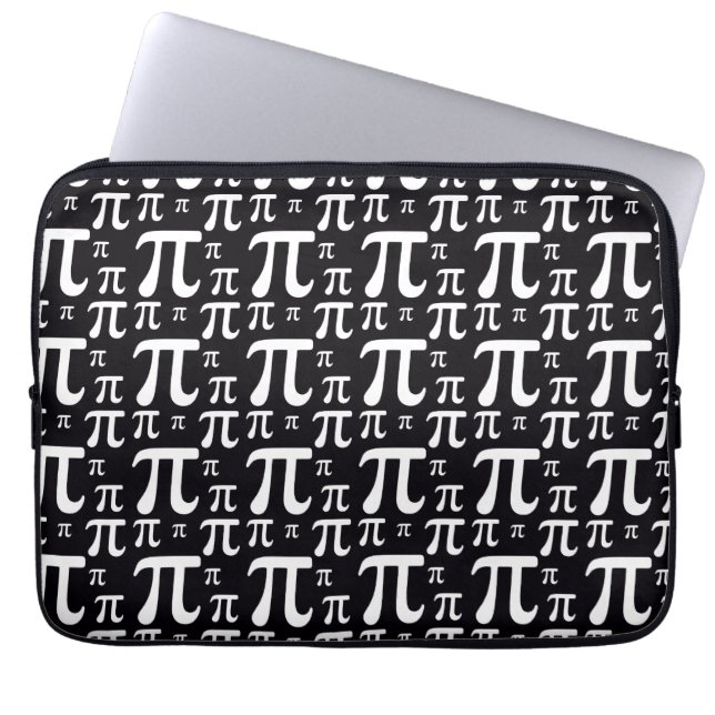 Black and White Pi Pattern Laptop Sleeve (Front)
