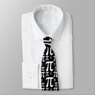Black and White Pi Pattern Tie