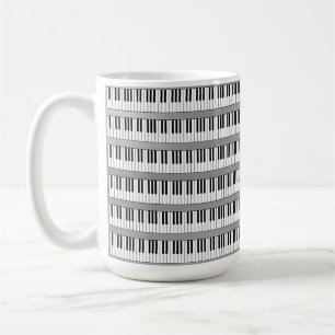 black and white piano keyboard coffee mug