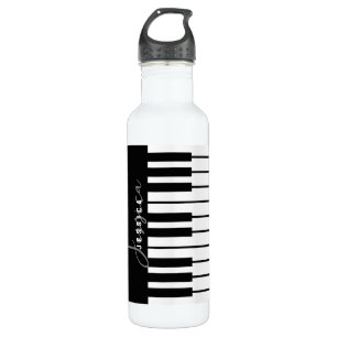 Black and White Piano Keyboard Monogram 710 Ml Water Bottle