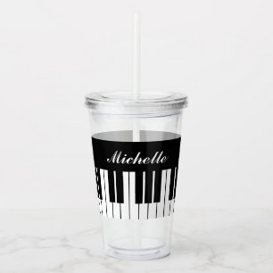 Black and white piano keys acrylic tumbler glasses