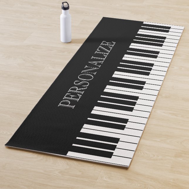 Black and white piano keys custom name yoga mat (In Situ)