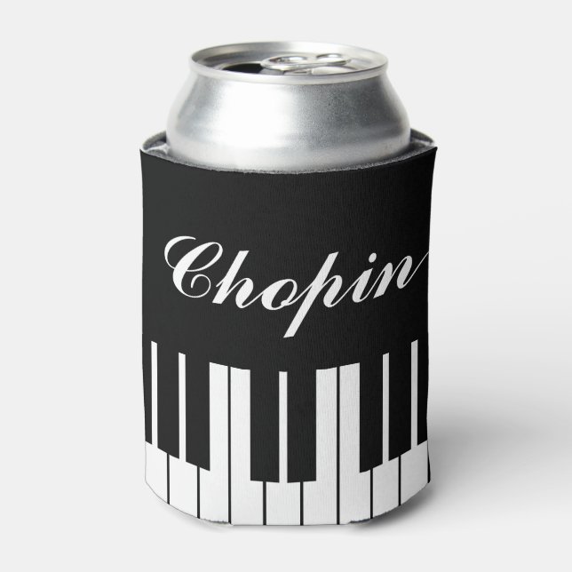 Black and white piano keys custom pianist name can cooler (Can Front)