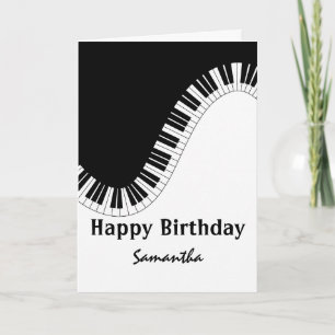 Black and White Piano Keys Happy Birthday Card