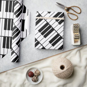 Black and white piano keys Holiday wrapping paper