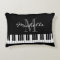 Black and white piano keys monogram accent pillow