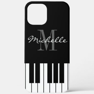 Black and white piano keys monogram iPhone 7 case