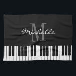 Black and white piano keys monogram kitchen towel<br><div class="desc">Personalized black and white piano keys monogram kitchen towel. Make your own unique Birthday or Christmas gift for musicians,  piano teacher,  instructor,  student,  piano player,  piano man,  instructor,  friend etc. Classy keyboard design with stylish script typography monogram logo. Elegant classical music theme design for him or her.</div>