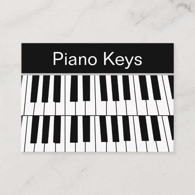 Black and White Piano Keys Pianist Musician Business Card (Front)
