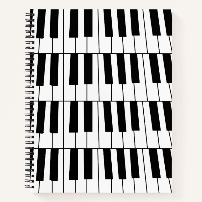 Black and White Piano Keys Pianist Musician  Notebook (Front)