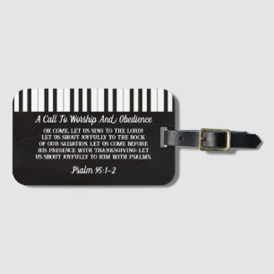 Black And White Piano Keys Print With Bible Quote Luggage Tag