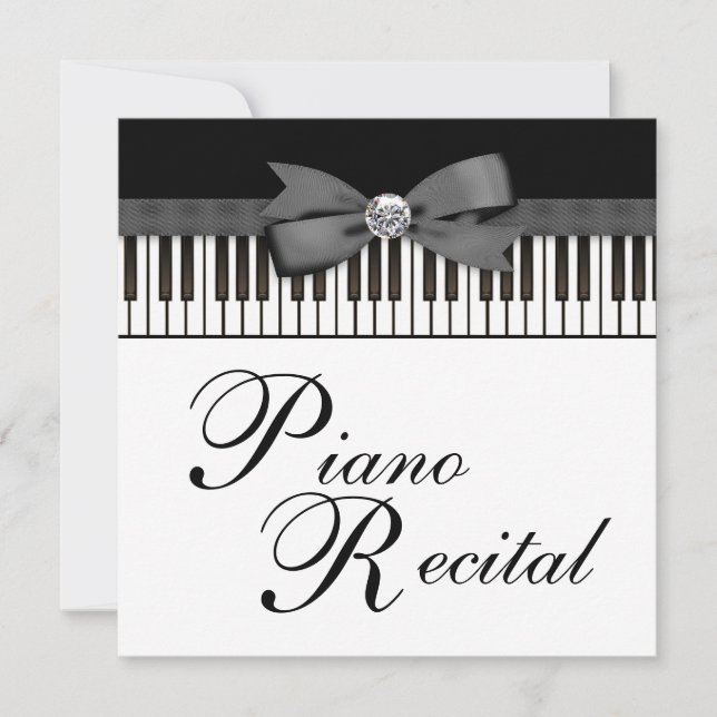 Black and White Piano Keys Recital Invitation (Front)