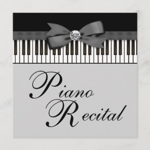 Black and White Piano Keys Recital Invitation