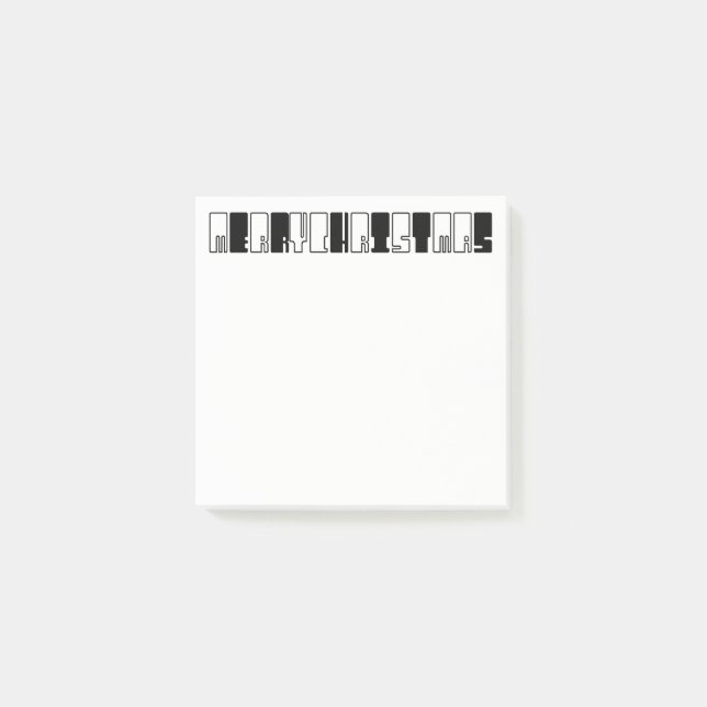 Black and White Piano Keys Typography Christmas Post-it Notes (Front)