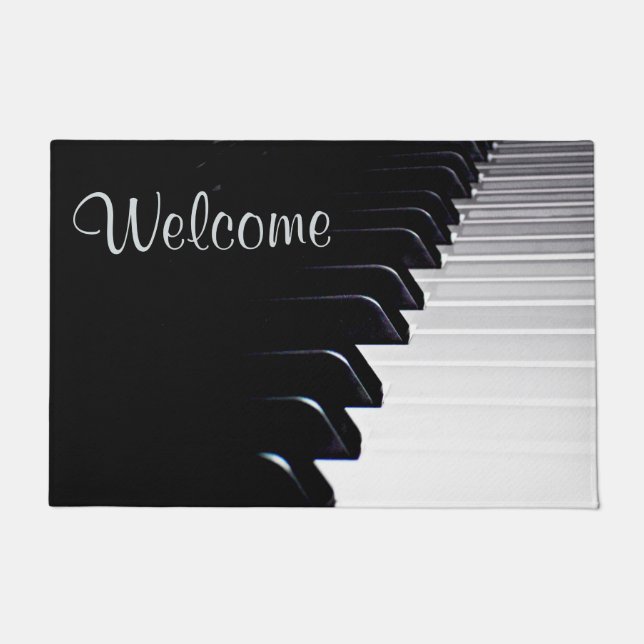 Black and White Piano Keys Welcome Mat Doormat (Front)