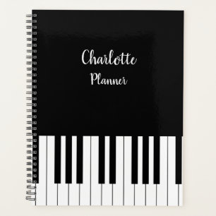Black and White Piano Keys With Customazed Name Planner