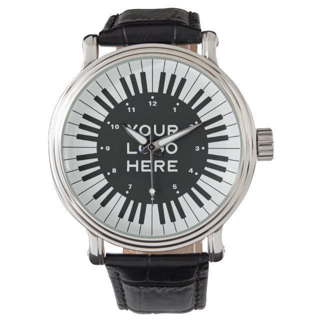 Black and White Piano Keys With Customized Logo Watch (Front)