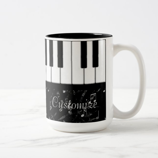 Black and White Piano Music 2 Two-Tone Coffee Mug (Right)