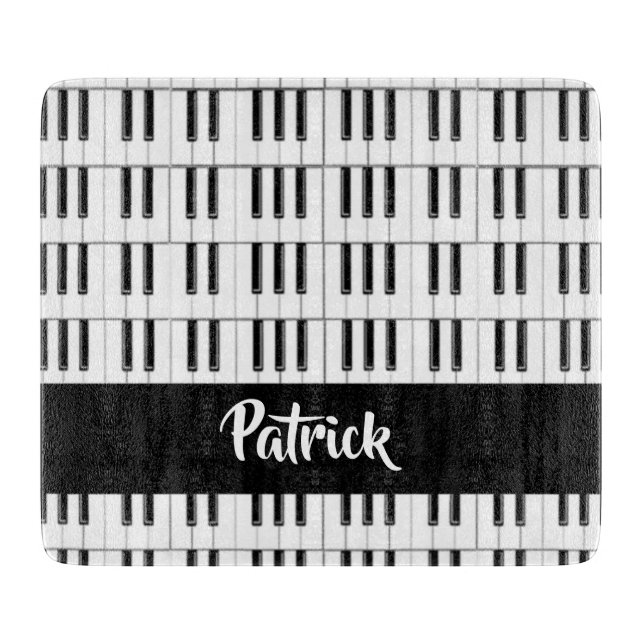 Black and white piano pattern cutting board (Front)