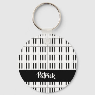 Black and white piano pattern keychain