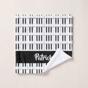 Black and white piano pattern wash cloth