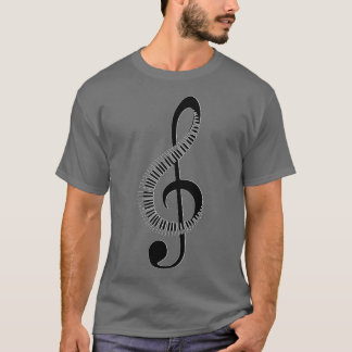 Black and White Piano shaped musical note treble c T-Shirt