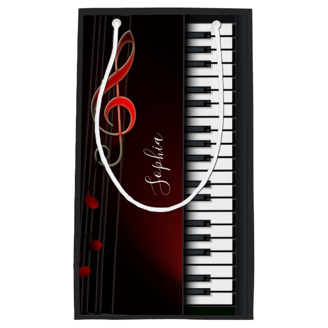 Black And White Piano Small Gift Bag (Front)