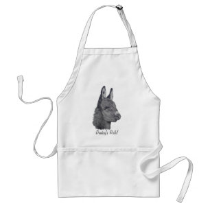 black and white picture of cute donkey standard apron