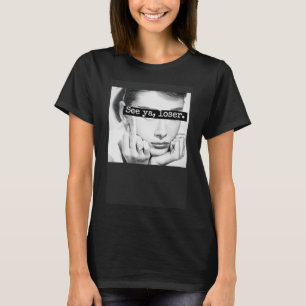 Black and white  picture woman shows middle finger T-Shirt