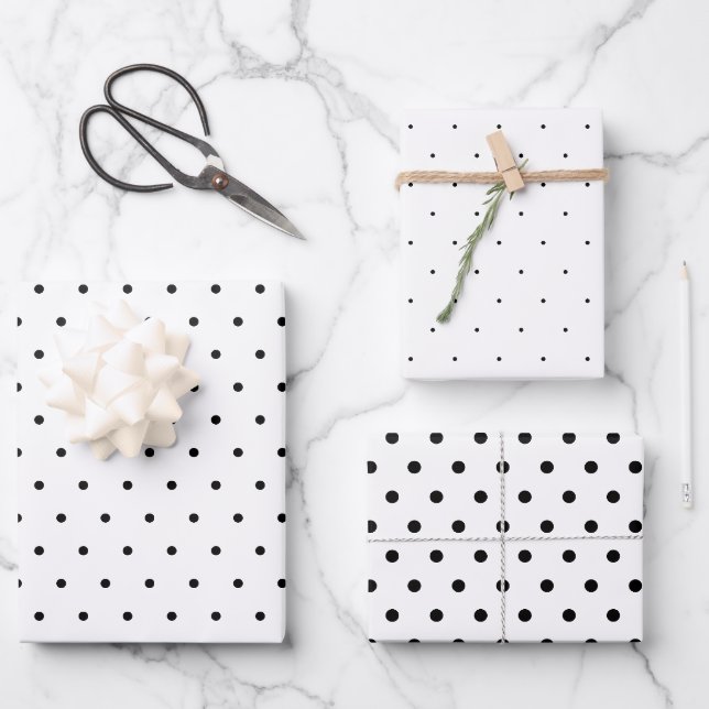 Black And White Pin Dots  Wrapping Paper Sheet (Front)