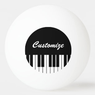 Black and white pina keys custom name table tennis ping pong ball