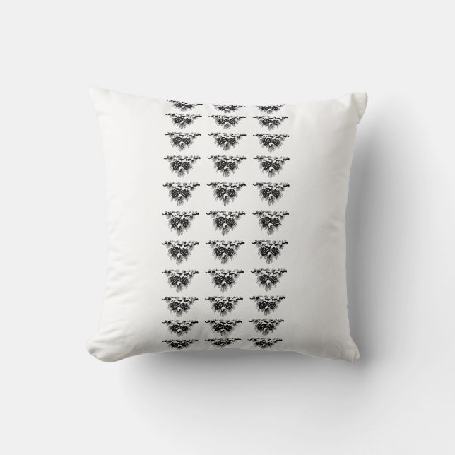 black and white pine cones throw pillow (Front)
