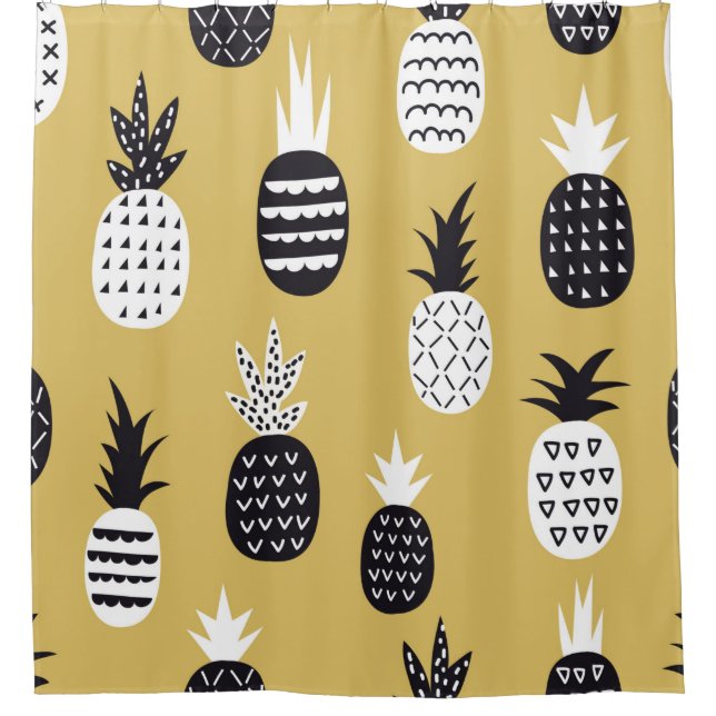 Black and white pineapples seamless pattern (Front)