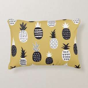 Black and white pineapples seamless pattern accent pillow