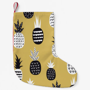 Black and white pineapples seamless pattern small christmas stocking