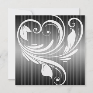 Black and White Pinstripe Heart Wedding Invitation