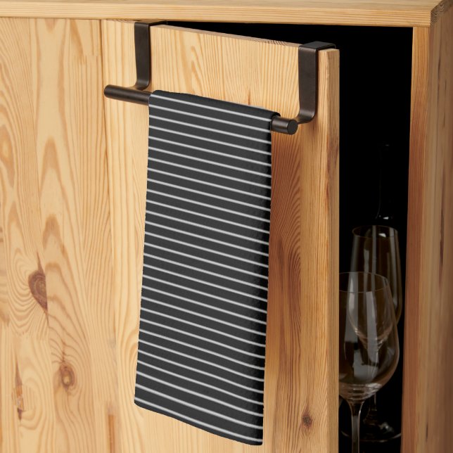 Black and White Pinstripe Kitchen Towel (Thirds Fold)