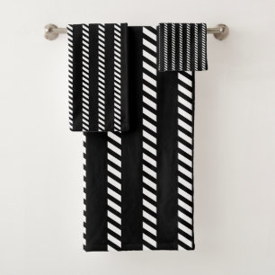 Black and White Pinstripe Racing Stripes Towels