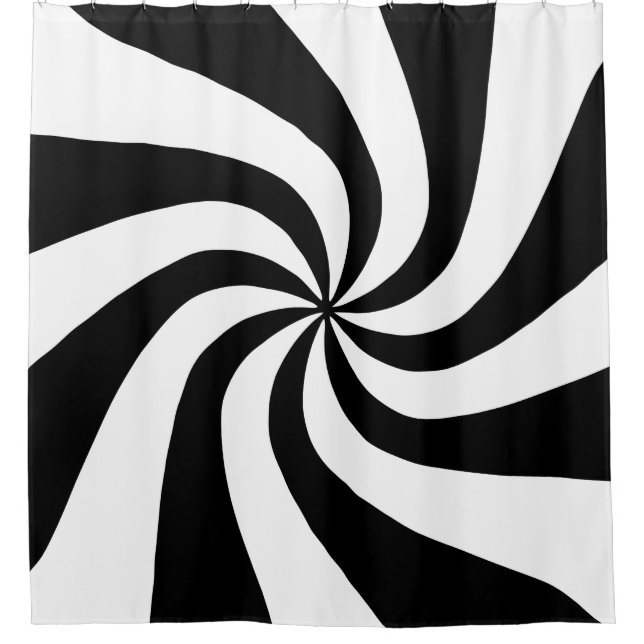 Black and White Pinwheel Shower Curtain (Front)
