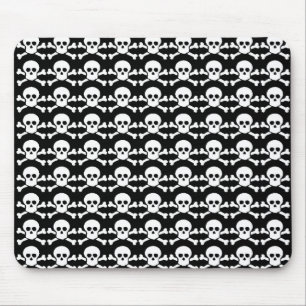 black and white pirate skull mouse pad