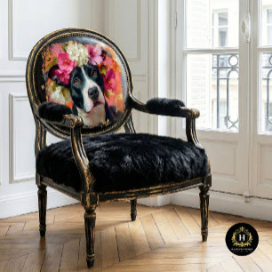 Black and White Pit Bull Floral Crown Tissue Paper