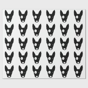 BLACK AND WHITE PIT BULL TERRIER PATTERN WRAPPING PAPER