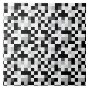 Black and White Pixel Design Tile