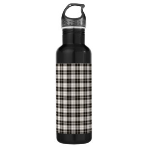 Black and White Plaid Black 710 Ml Water Bottle