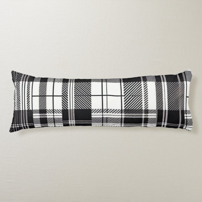 Black and White Plaid Body Pillow (Front)