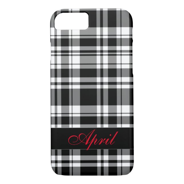 Black and White Plaid Case-Mate iPhone Case (Back)