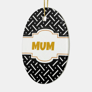 Black And White Plaid Ceramic Ornament