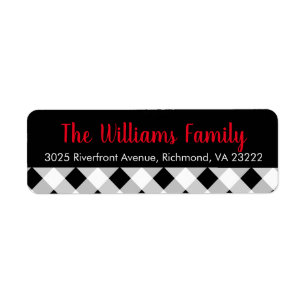 Black and White Plaid Christmas Adresse de retour