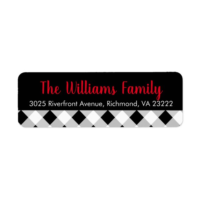 Black and White Plaid Christmas Return Address (Front)
